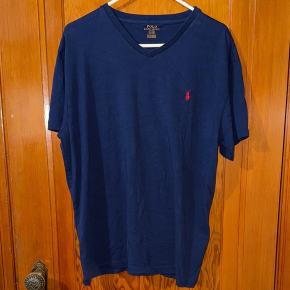Polo by Ralph Lauren Men's Deep Blue V-Neck Tee - Picture 1 of 4